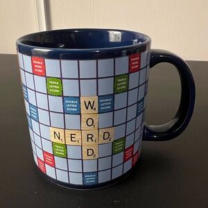 SCRABBLE GAME BOARD Ceramic Coffee Cup Mug, Vintage WORD NERD 2014